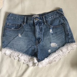 Free People jean shorts with lace
